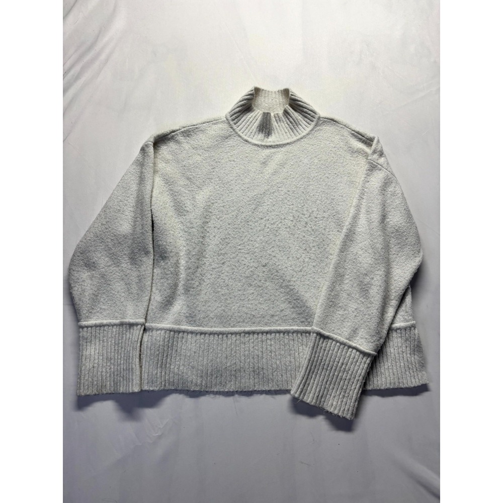 Nine West Sweater Women Large White Recycled Tight Knit Turtleneck Ribbed Winter